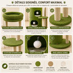 Arbre à chat LUNA – Double cabane, griffoir & couchage
