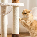 Arbre à chat Crème Cozy – Multi-niveaux, paniers doux & sisal