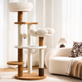 Arbre à chat Crème Cozy – Multi-niveaux, paniers doux & sisal