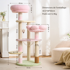 Arbre à chat Crème Cozy – Multi-niveaux, paniers doux & sisal