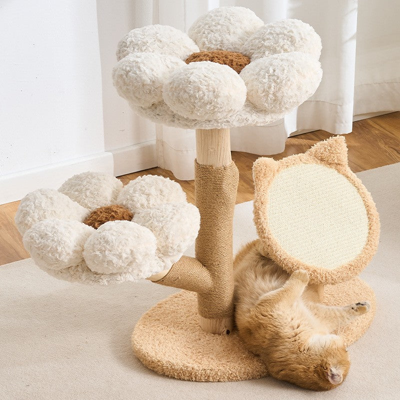 Arbre à chat Floral – Design fleuri, griffoir en sisal et couchage moelleux