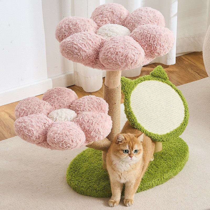 Arbre à chat Floral – Design fleuri, griffoir en sisal et couchage moelleux
