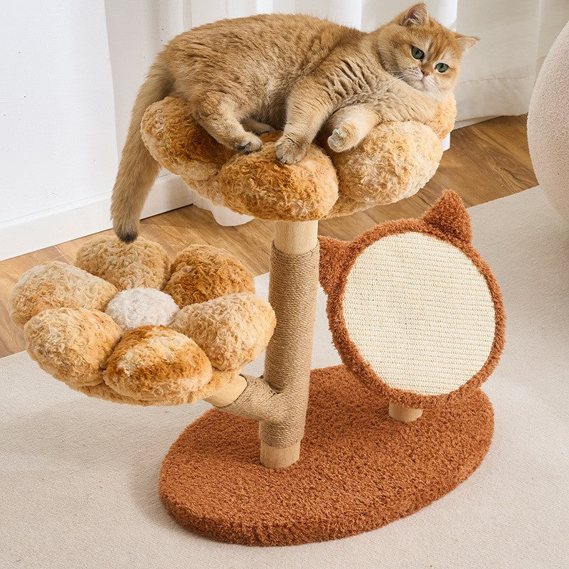Arbre à chat Floral – Design fleuri, griffoir en sisal et couchage moelleux