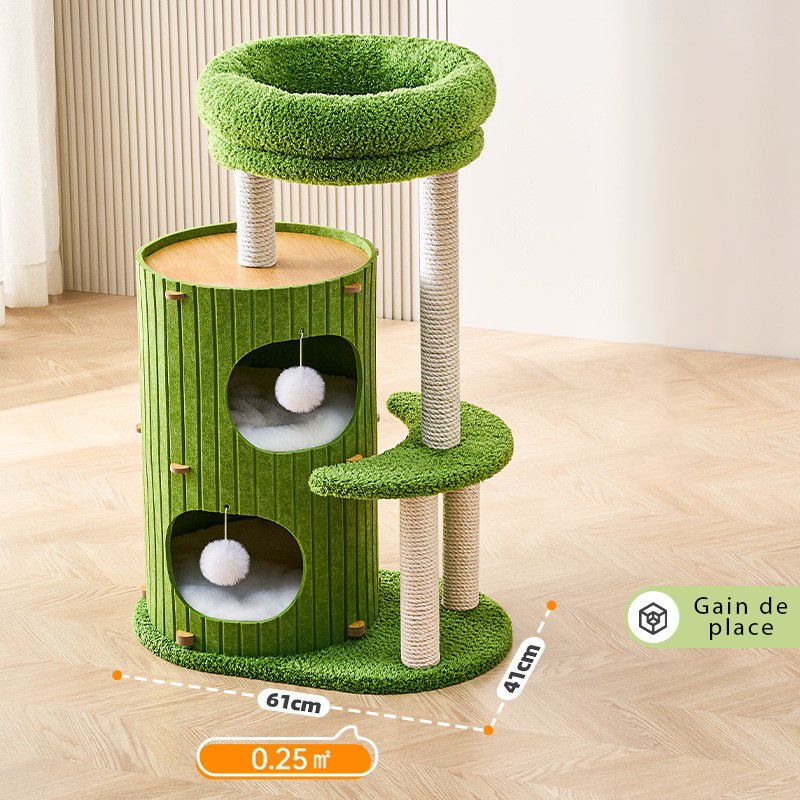 Arbre à chat LUNA – Double cabane, griffoir & couchage