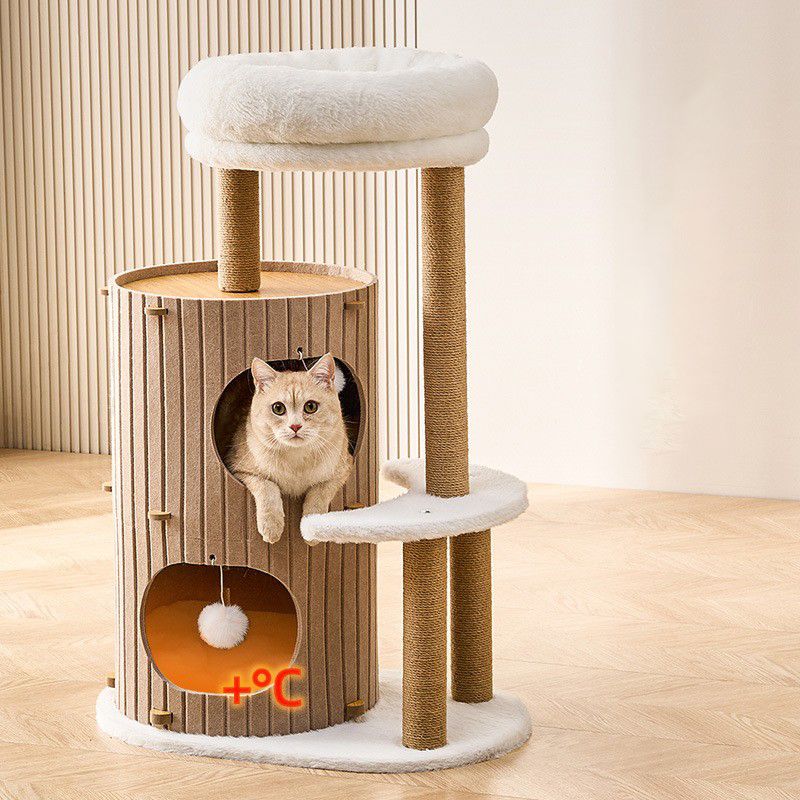 Arbre à chat LUNA – Double cabane, griffoir & couchage
