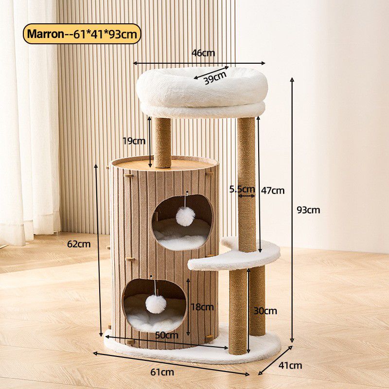 Arbre à chat LUNA – Double cabane, griffoir & couchage