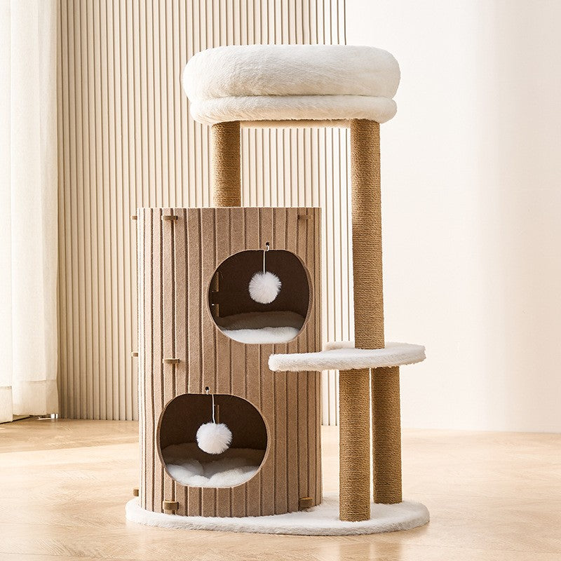 Arbre à chat LUNA – Double cabane, griffoir & couchage