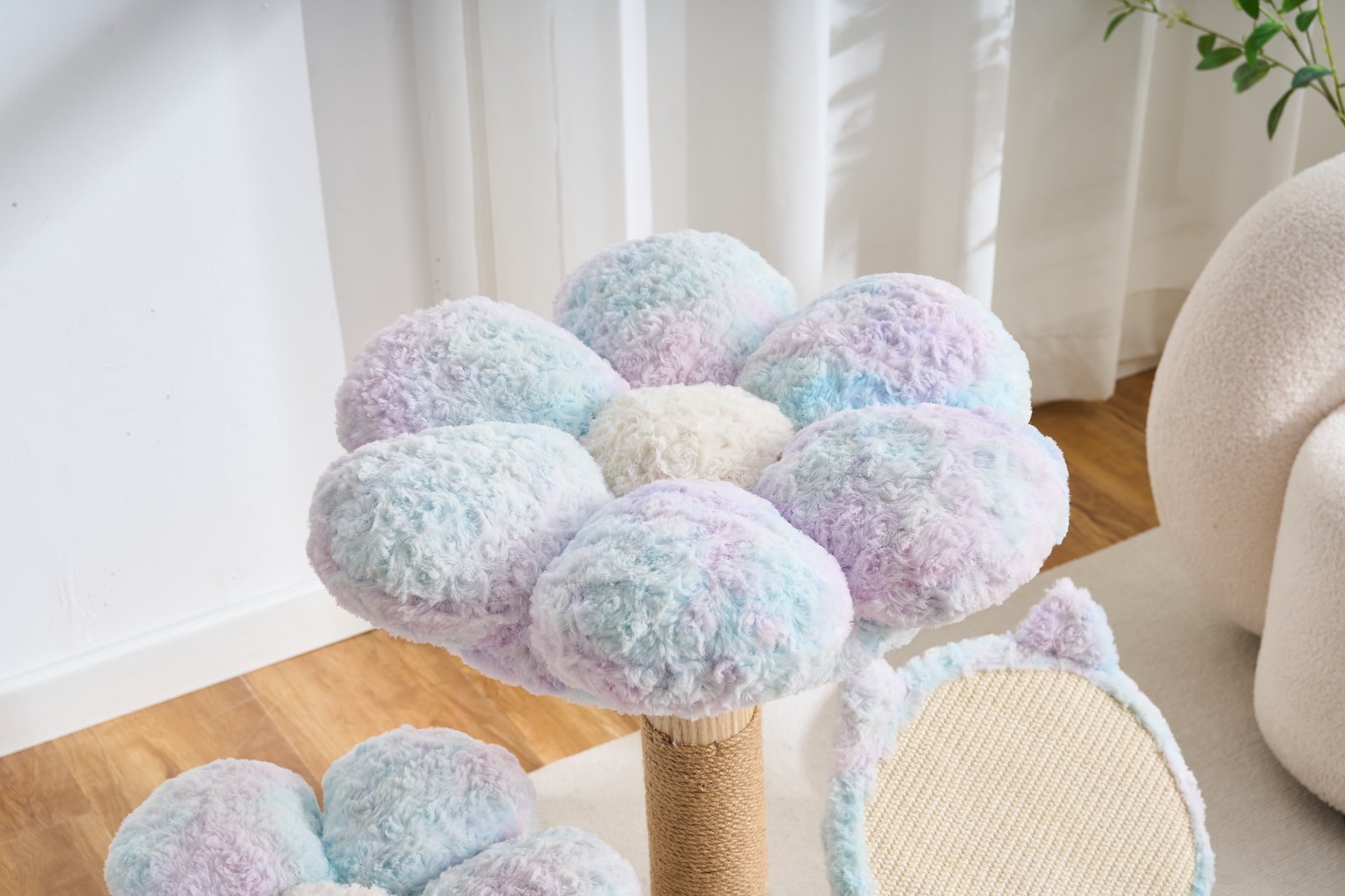 Arbre à chat Floral – Design fleuri, griffoir en sisal et couchage moelleux