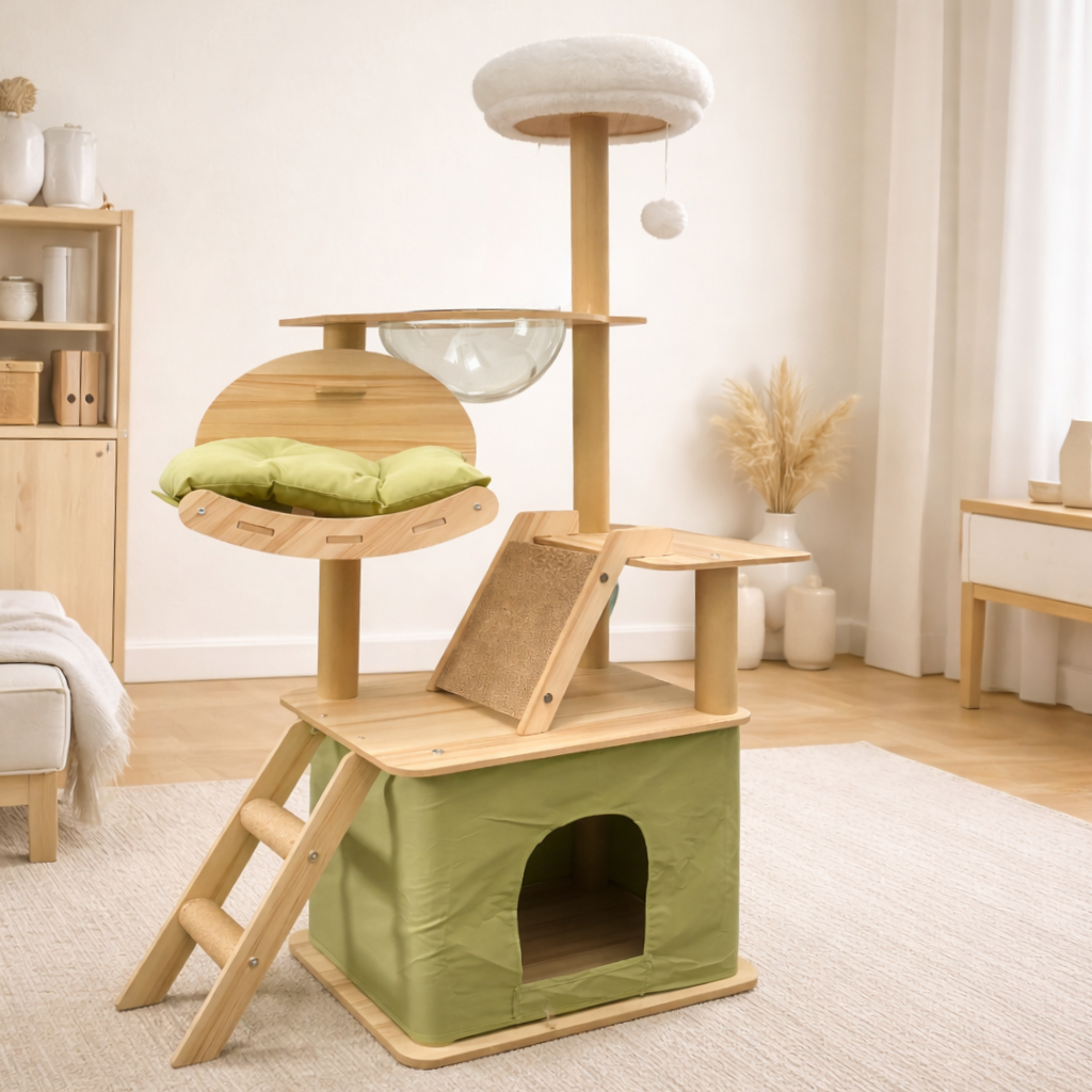 Arbre à chat Linéa 140 cm – Design minimaliste, stable et idéal pour le quotidien