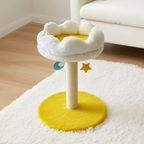 Arbre à chat compact Nuage Étoilé – panier en peluche teddy & tronc en sisal