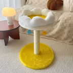 Arbre à chat compact Nuage Étoilé – panier en peluche teddy & tronc en sisal