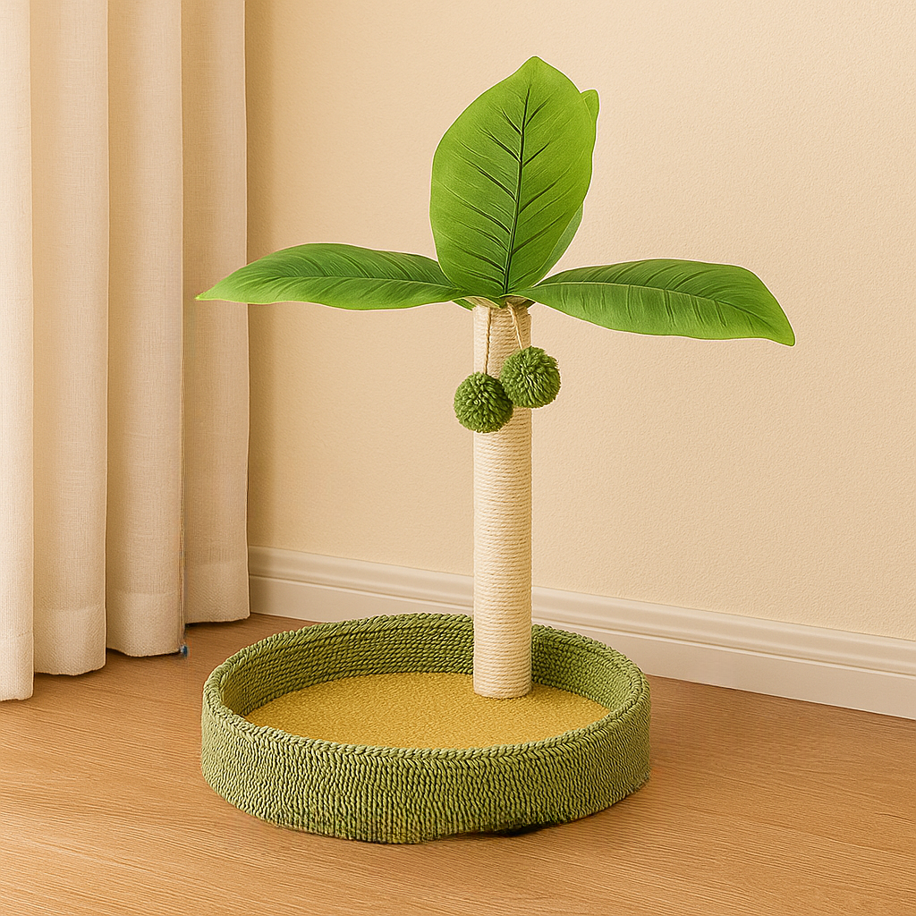 Arbre à chat compact Mini Cocotier – Griffoir en sisal & zone de repos