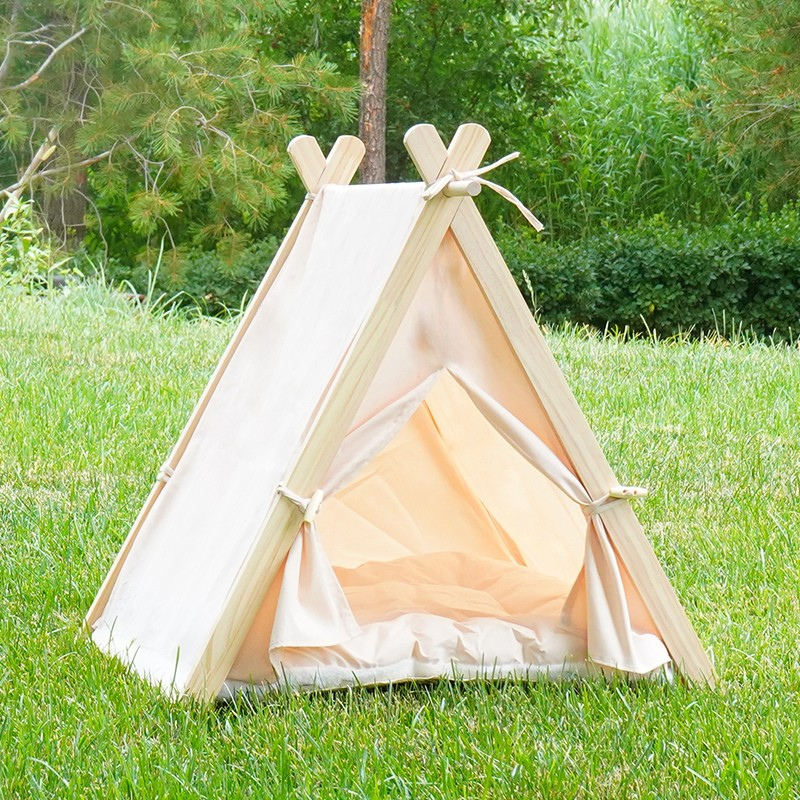 Couchage pour chat & chien – Maison cosy en bois, style tente