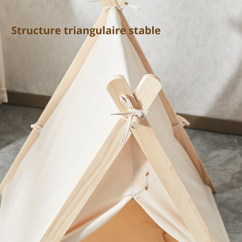 Couchage pour chat & chien – Maison cosy en bois, style tente