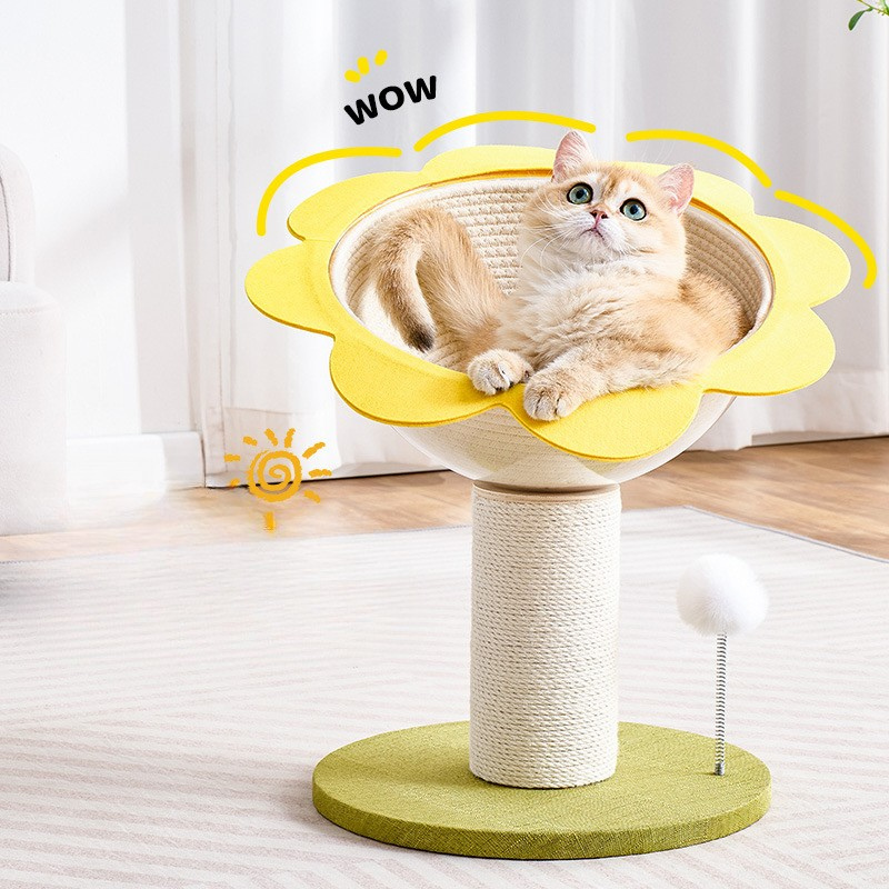 Griffoir Fleur de Soleil – Arbre à chat compact en sisal & zone de repos