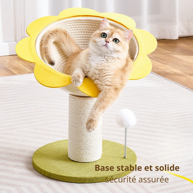Griffoir Fleur de Soleil – Arbre à chat compact en sisal & zone de repos