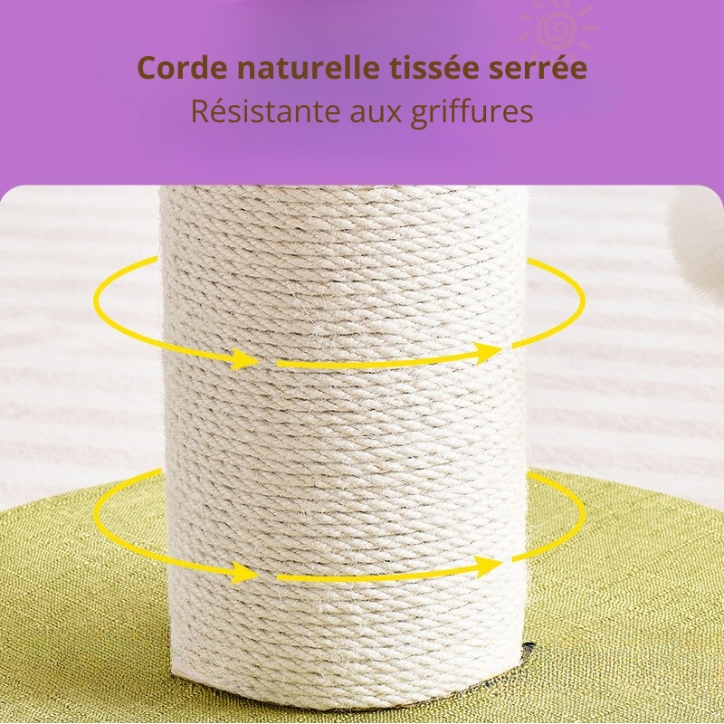 Griffoir Fleur de Soleil – Arbre à chat compact en sisal & zone de repos