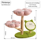 Arbre à chat Floral – Design fleuri, griffoir en sisal et couchage moelleux
